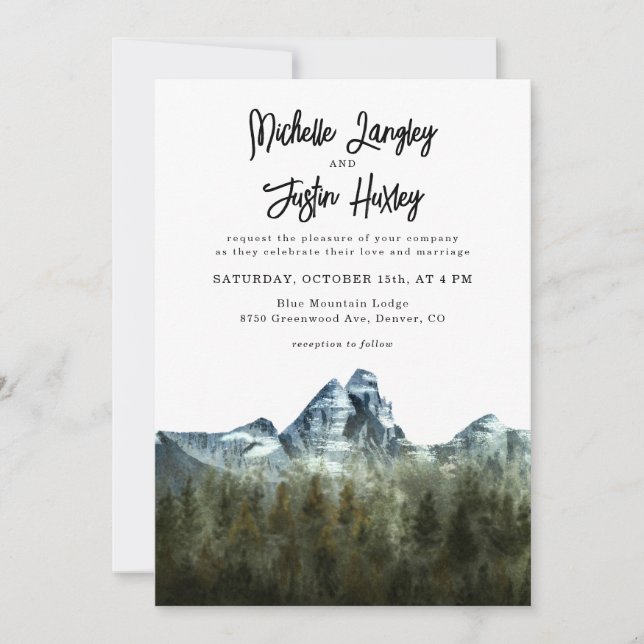 Blue Mountain Wedding Invitation (Front)