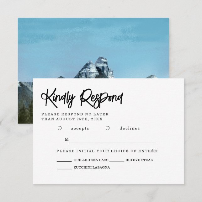 Blue Mountain Wedding Meal Choice RSVP Card (Front/Back)