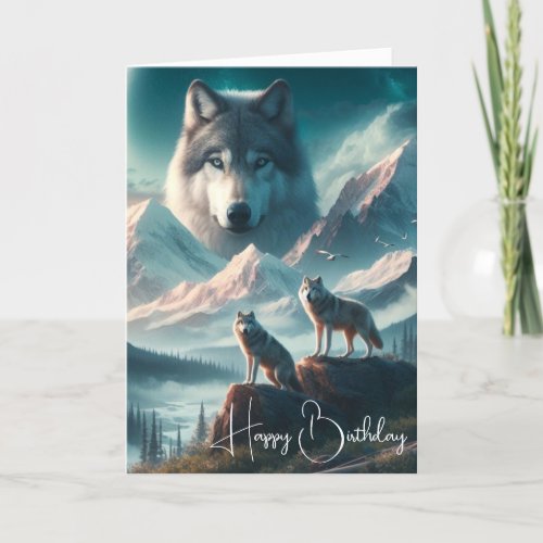 Blue Mountain Wolves Happy Birthday  Card