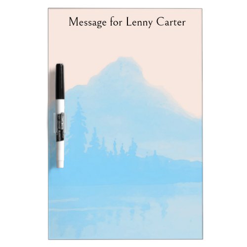 Blue Mountains and Lake with Salmon Colored Sky Dry Erase Board