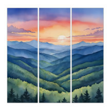 Blue mountains and sunset