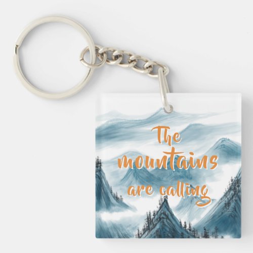 Blue Mountains Artistic Painting Nature Lovers Keychain