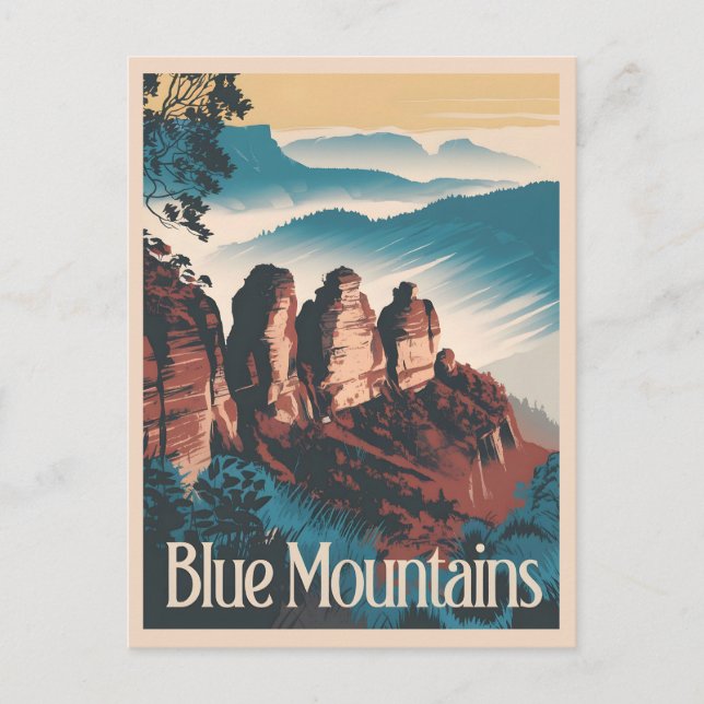 Blue Mountains Australia Vintage Postcard (Front)