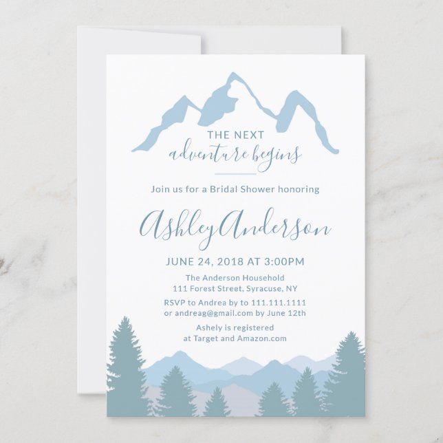 Blue Mountains Forest Bridal Shower Invitation (Front)