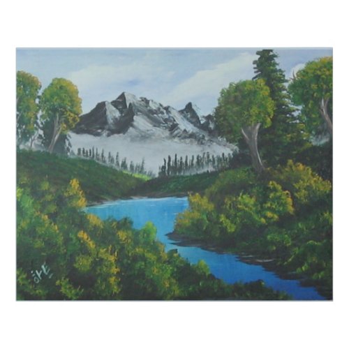 Blue Mountains Forest Lake Landscape Faux Canvas Print