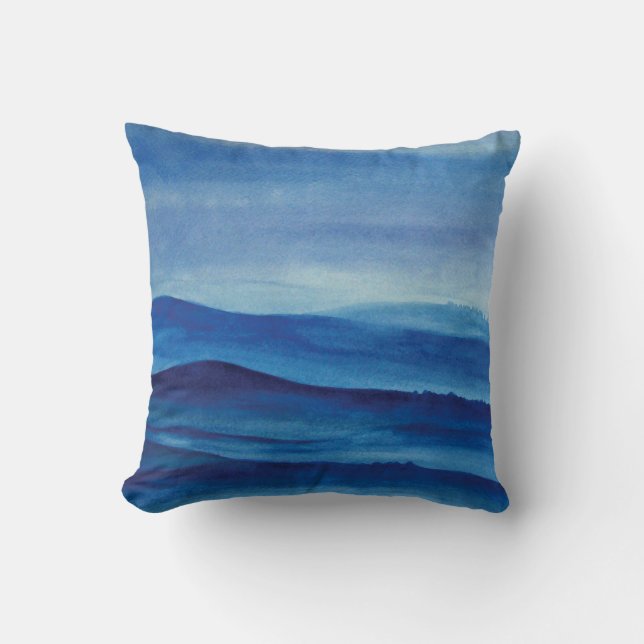 Blue mountains landscape art Throw Cushion (Front)