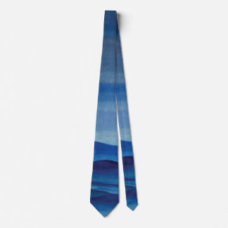 Blue mountains landscape art watercolor Tie