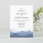 Blue Mountains Monogram Wedding Invitation (Standing Front)