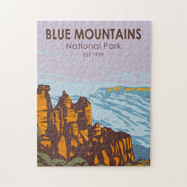 Blue Mountains National Park Australia Vintage Jigsaw Puzzle (Vertical)