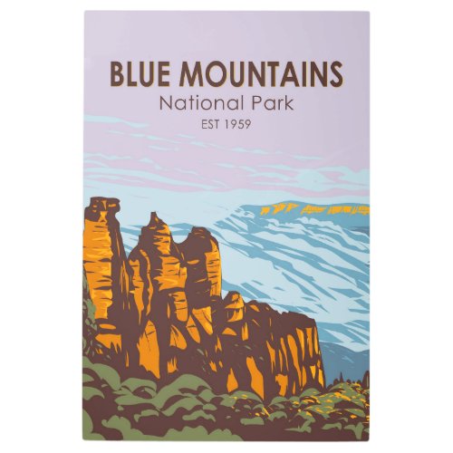Blue Mountains National Park Australia Vintage  Metal Print