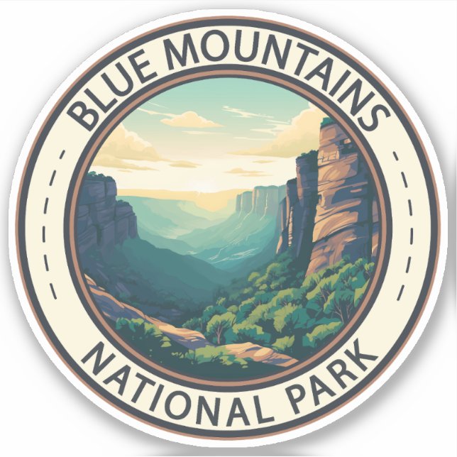 Blue Mountains National Park Australia Vintage Sticker (Front)