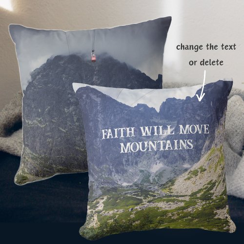 Blue mountains peaks and a valley throw pillow