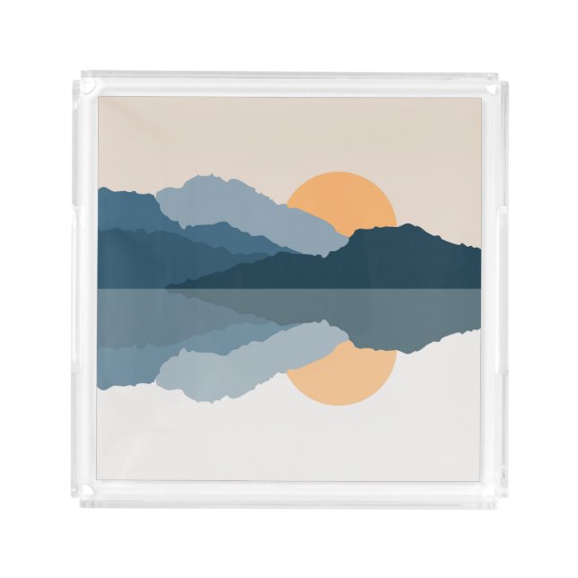 Blue mountains reflected in the lake acrylic tray (Front)
