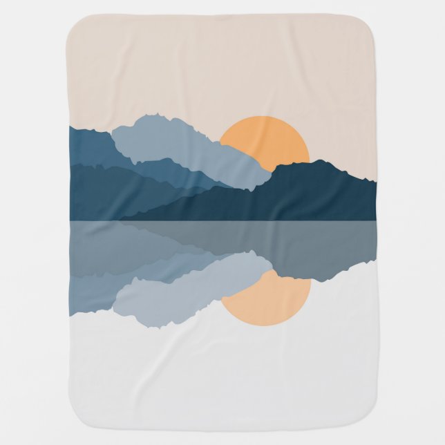 Blue mountains reflected in the lake baby blanket (Front)