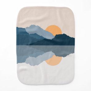 Blue mountains reflected in the lake baby burp cloth
