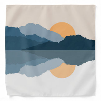 Blue mountains reflected in the lake bandana