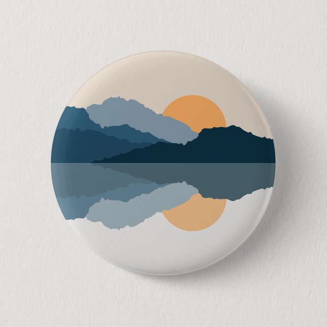 Blue mountains reflected in the lake button (Front)