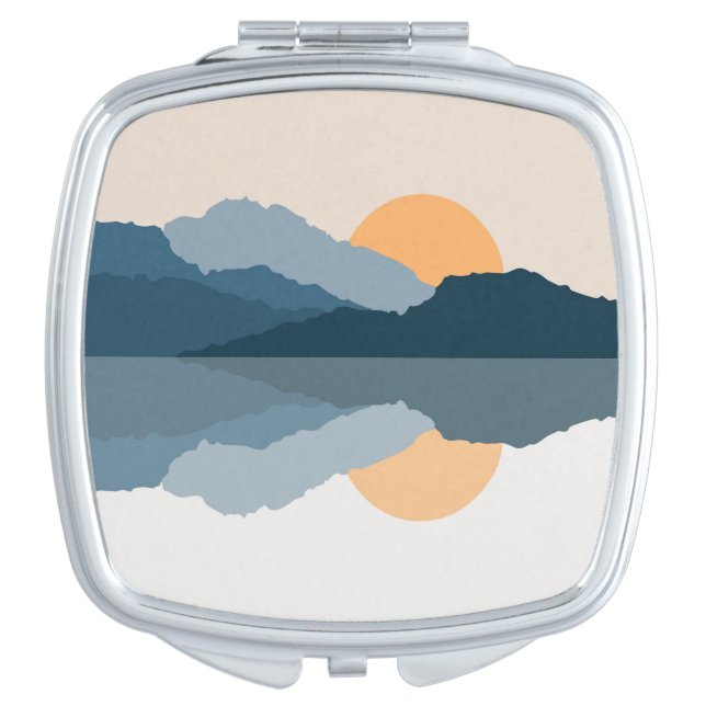 Blue mountains reflected in the lake compact mirror (Front)