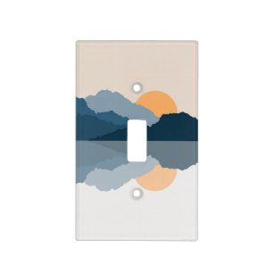 Blue mountains reflected in the lake light switch cover