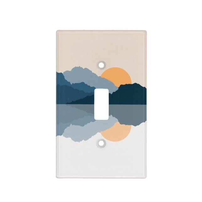 Blue mountains reflected in the lake light switch cover (Front)