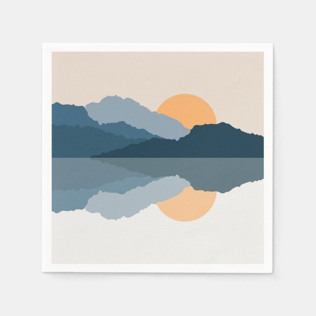 Blue mountains reflected in the lake napkins (Front)