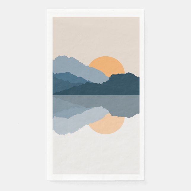 Blue mountains reflected in the lake paper guest towels (Front)
