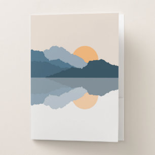 Blue mountains reflected in the lake pocket folder