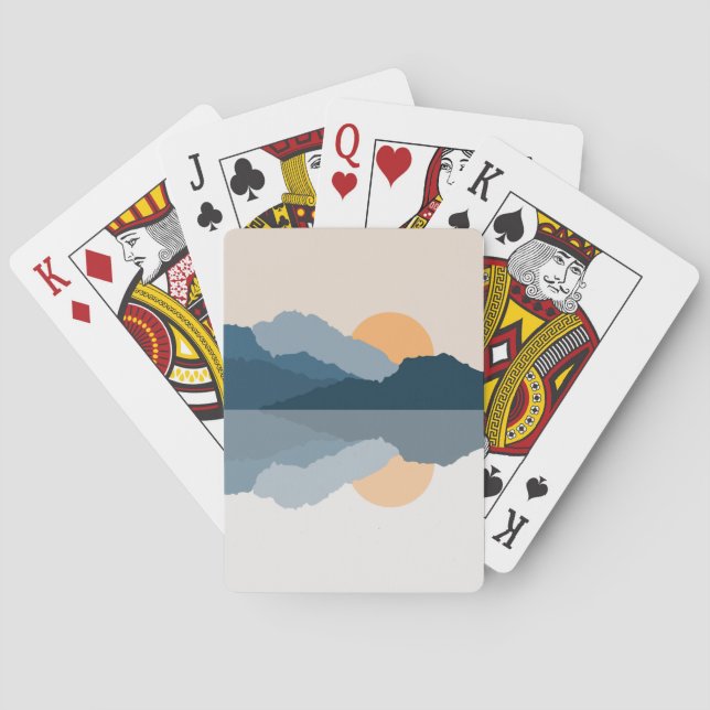 Blue mountains reflected in the lake poker cards (Back)