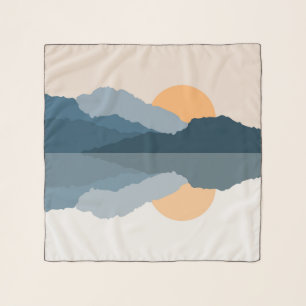 Blue mountains reflected in the lake scarf