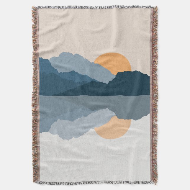 Blue mountains reflected in the lake throw blanket (Front Vertical)