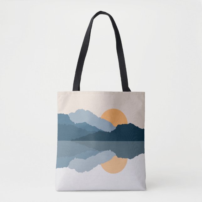 Blue mountains reflected in the lake tote bag (Front)