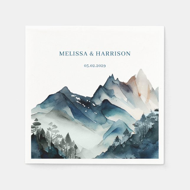 Blue Mountains Rustic Wedding  Napkins (Front)