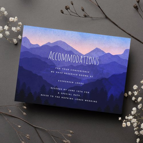 Blue Mountains Silhouette Wedding Accommodations Enclosure Card
