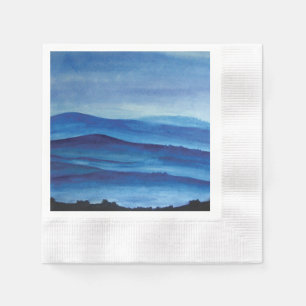 Blue mountains watercolor art landscape paper napkins