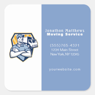 Blue Moving Guy Company Service Business Square Sticker