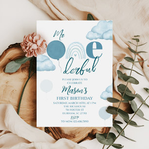Blue Mr ONEderful First Birthday Invitation