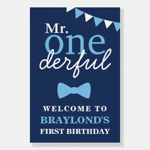 Blue Mr Onederful Welcome Foam Board