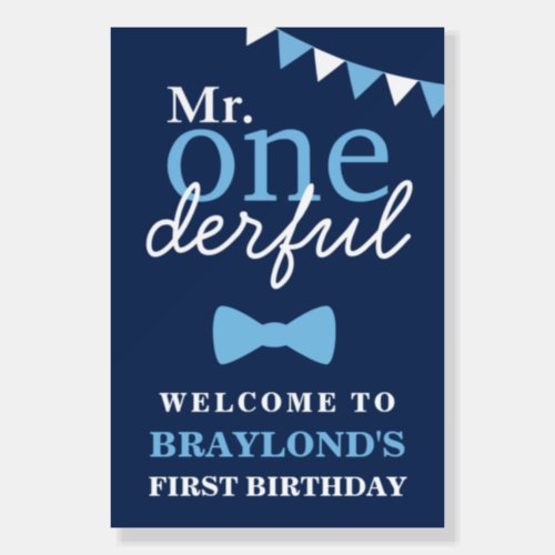 Blue Mr Onederful Welcome Foam Board