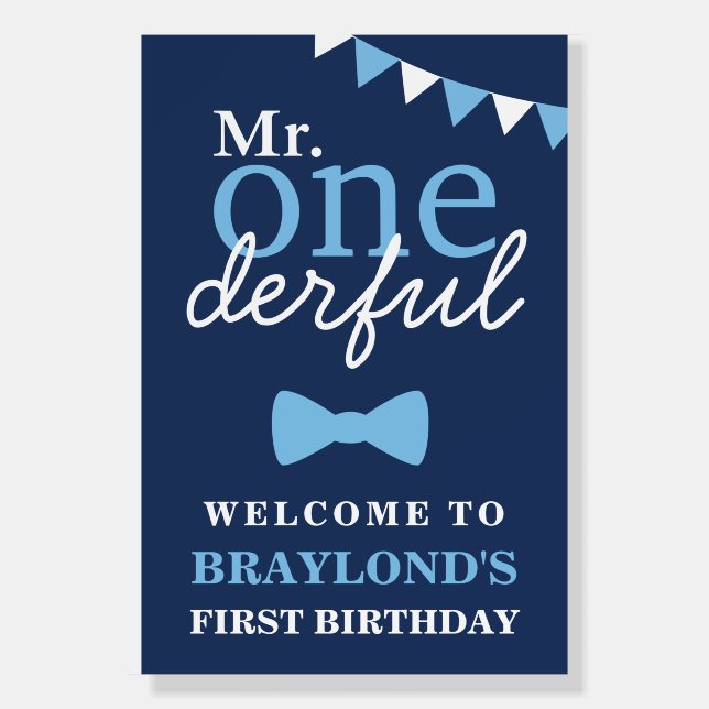 Blue Mr Onederful Welcome Foam Board (Front)