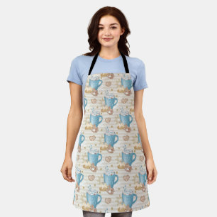Blue Mug & Gingerbread Cookie Pattern Apron