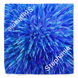 Blue Multi Abstract Floral Personalized Name Bandana