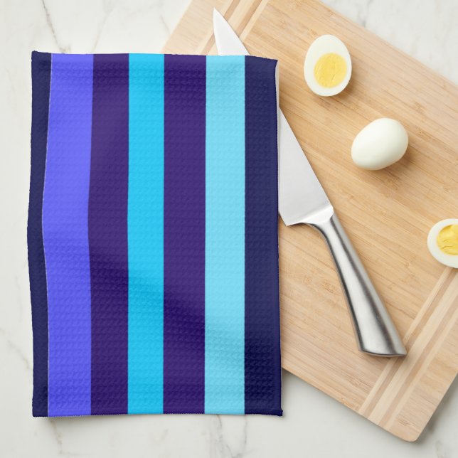 Blue Multi Tone Stripes  Kitchen Towel (Quarter Fold)