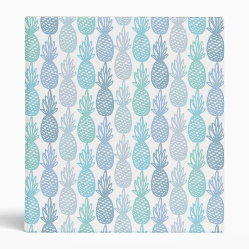 Blue Multicolor Tropical Pineapple Pattern 3 Ring Binder