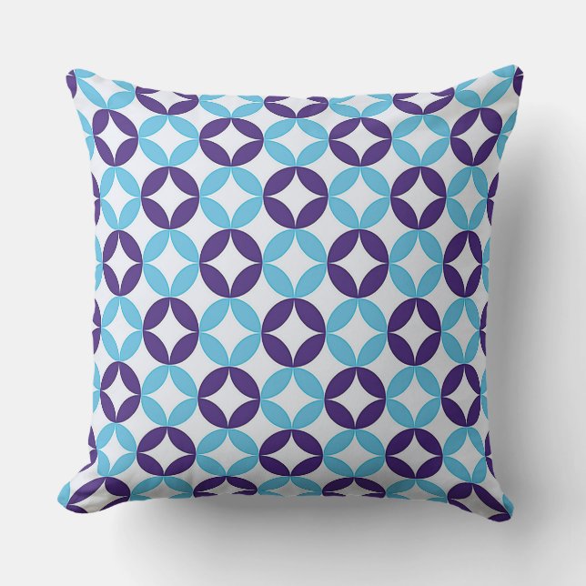 Blue Multicolored delicate Pattern Throw Pillow (Front)