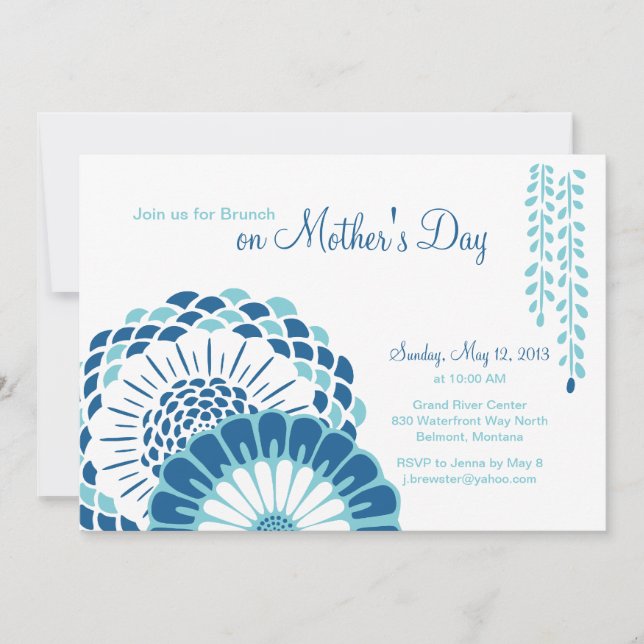 Blue Mum's Day 5x7 Invitations (Front)
