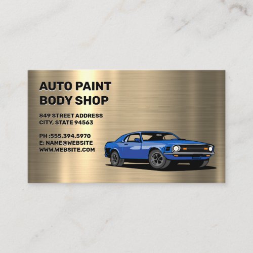 Blue Muscle Car  Metallic Background Business Card