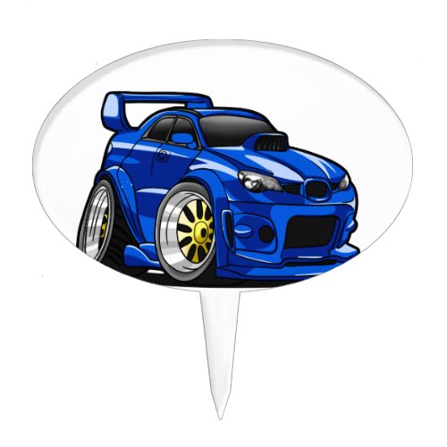 Blue muscle car speed cartoon _ Choose back color Cake Topper