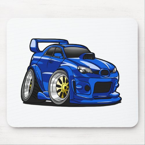 Blue muscle car speed cartoon _ Choose back color Mouse Pad