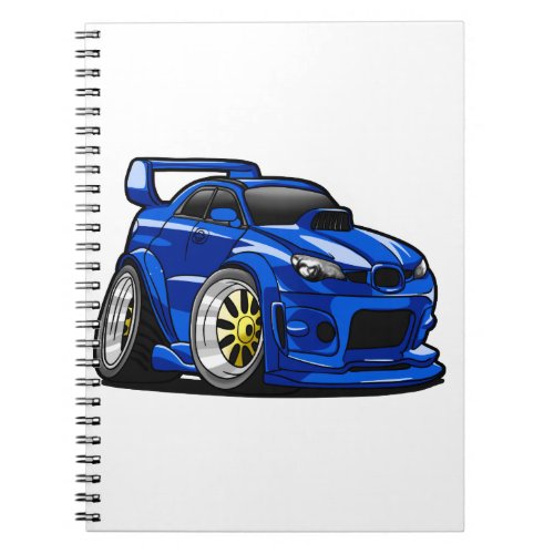 Blue muscle car speed cartoon _ Choose back color Notebook