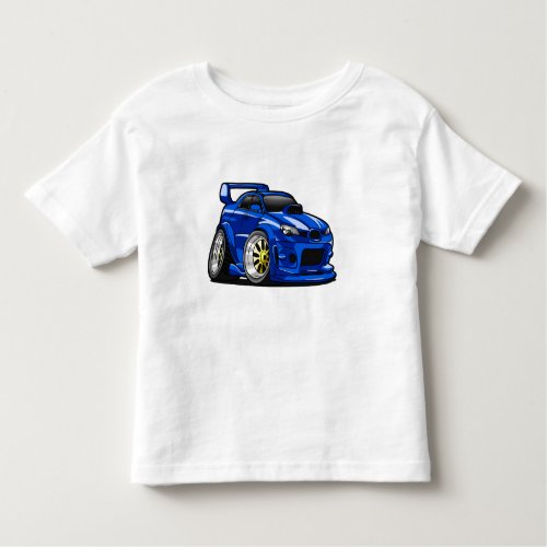 Blue muscle car speed cartoon _ Choose back color Toddler T_shirt